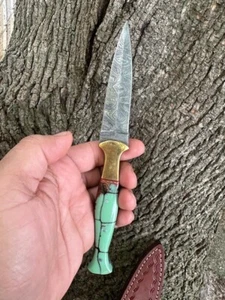 Vintage handmade Damascus double edged dagger boot knife Collectible THROWING - Picture 1 of 3