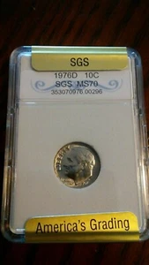 Moneda de diez centavos Roosevelt 1976-D 1976D año bicentenario - Imagen 1 de 2