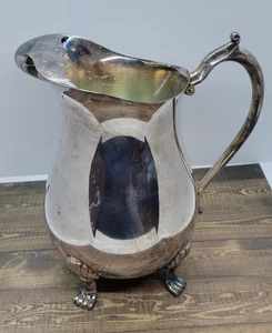 Leonard Silver MFG Water Pitcher Ice Lip Claw Footed Ornate Handle Vintage - Picture 1 of 11
