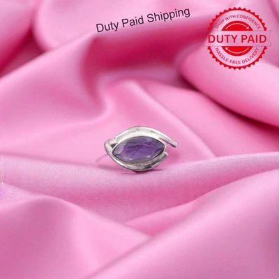 Anillo de compromiso de plata 925 de iolita natural declaración aniversario joyería talla 7 Foto 1 de 4