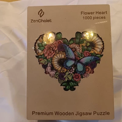 Wooden puzzle by ZenChalet for adults flower heart 1000 pieces NEW Sealed  - Image 1 of 4