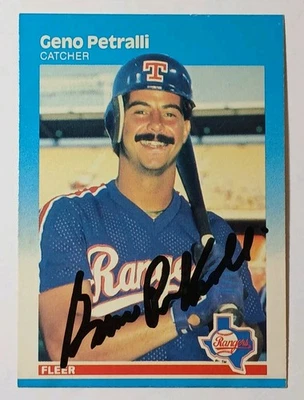 GENO PETRALLI SIGNED AUTOGRAPHED 1987 FLEER BASEBALL CARD TEXAS RANGERS AUTO 135 - Image 1 of 4