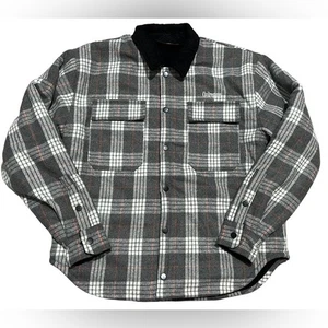 Civil Regime men's Sherpa Lined Flannel Embroidered gray plaid jacket size small - Picture 1 of 16