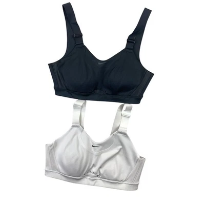 Nike Dri Fit Sports Bra Womens S Black White Full Support Gym Workout Lot 2 - Image 1 of 4