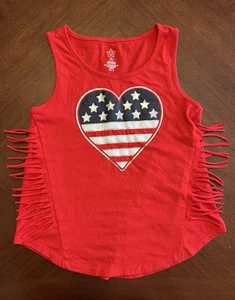 Girls Patriotic American Flag Sleeveless Top Size M 7/8 - Picture 1 of 4