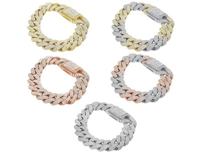 Miami Cuban 15 1/2 CT Real Diamond Bracelet Gold  16MM  8" - Image 1 of 4