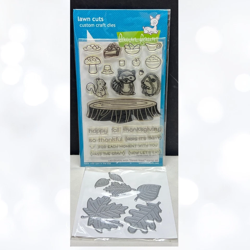 Troqueles estampillas de goma de otoño otoño y hojas cosidas fiesta del bosque cervatillo césped Foto 1 de 1