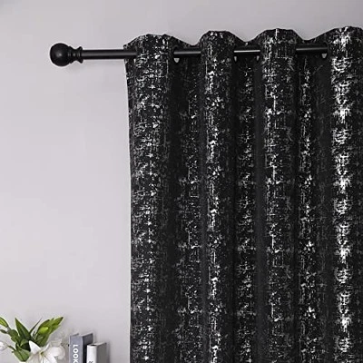  Cortinas texturizadas de lino con estampado de papel de plata - Diseño de patrón de puntos geométricos para  Foto 1 de 4