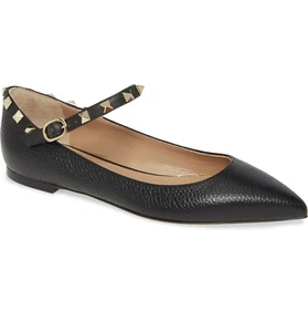 Valentino Garavani Rockstud Mary Jane Pointed Toe Flat Shoes Sz 35 MSRP:$795.00 - Picture 1 of 4