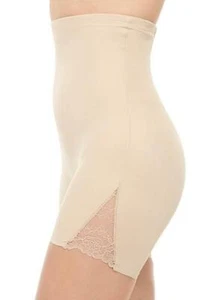 Miraclesuit Shape Away High-Waist Boy Shorts Lace 2848 Nude Beige Size Medium - Picture 1 of 5