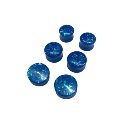 Size (9/16) 14mm, (5/8) 16mm, (11/16) 18mm, BlueOpal, Double Flare Gauges Plugs - Image 1 of 3