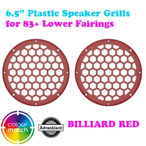 Billiard Red HEX 6.5'' Plastic Speaker Grills fit Harley Lower Fairing 83+ - Picture 1 of 5