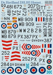 Stampa scala 72-244 scala 1/72 decalcomania per aereo - De Havilland DH.103 Hornet - Foto 1 di 12