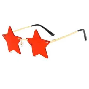 Dollger Eyewear Star Shape Party Glasses Rimless Sunglasses Sun Glasses Red - Picture 1 of 1