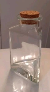 TRIANGLE Recycled Glass Bottle Jar w/ Cork Lid 4” - Picture 1 of 4