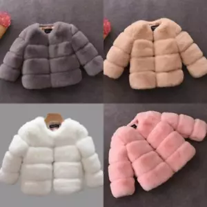 NEW Kids Faux Fur Baby Thick Parka Girl Warm Coat Jacket Coat Outerwear Children - Picture 1 of 28