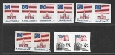 US 1975 & 1981 OLD GLORY US FLAG IMPERFS FROM SHEET & COILS NH - Image 1 of 2