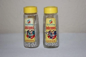 Vintage Schilling Fancy Decors Silver Balls McCormick Cake Sprinkles Bottle Jar - Picture 1 of 6