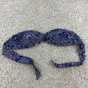 Converse One Star Womens Size Large Bikini Swimsuit Top Bandeau Paisley Blue  - Picture 1 of 6