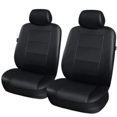 A Pair Black Waterproof Deluxe PU Leather Split Seat Cover For Car Front 2-Seats - Image 1 of 4