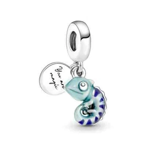 AUTHENTIC STERLING SILVER COLOR CHANGING CHAMELEON DANGLE CHARM BRACELET BEAD! - Picture 1 of 5