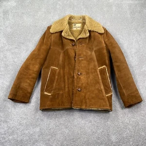 Vintage Lakeland Suede Sherpa Lined Rancher Jacket Men's Size 38 Brown - Picture 1 of 11