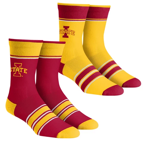 Unisex Rock Em Socks Iowa State Cyclones Multi-Stripe 2-Pack Team Crew Sock Set Cover