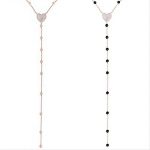 Collana Donna LE SCRITTE LOVE CHOKER Rosata con Cuore Zirconato e Perline - Imagen 1 de 2