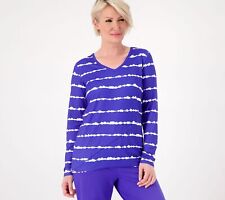 Fit 4 All by Carrie Wightman Women's Top Sz XL Tye-Dye Stripe Long Blue A491502