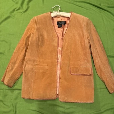 Leather Jacket Size Large. Peach western Music festival outfit country  - Image 1 of 4