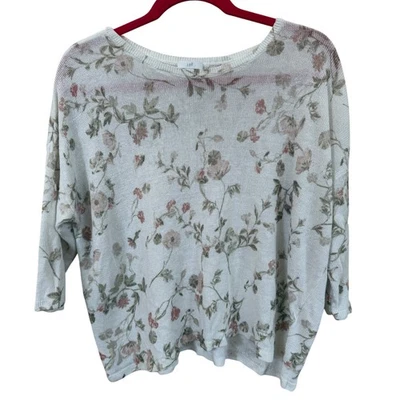 Suéter de Lino J. Jill L Pequeño Floral Transparente Ligero Cuadrado Primavera Top Cottage Foto 1 de 4