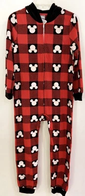 Disney Mickey Mouse Pijama de una pieza Niños Orejas con capucha Rojo Negro Vellón Niño/Niña Foto 1 de 4