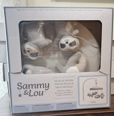 Sammy & Lou Musical Mobile Gray Sloth Baby Crib Mobile Plays Music NEW - Image 1 of 3