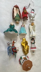 10er Set Punze Ornamente Schneemann, Barbies, Weihnachtsmann, Engel Vintage - Bild 1 von 23