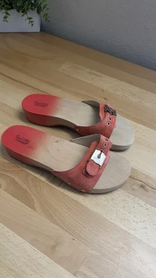 Dr Scholls Original Collection Sandals Women's 7 Red Coral Nubuck Buckle Slide - Image 1 of 4