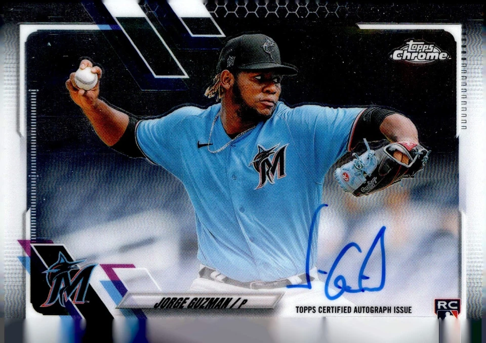 2021 TOPPS CHROME ROOKIE AUTOGRAPH #RA-JGU JORGE GUZMAN RC - Image 1 of 1