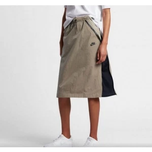 Nike Sportswear Skirt XS Beige Black Drawstring Side Slit Zipper - Picture 1 of 13