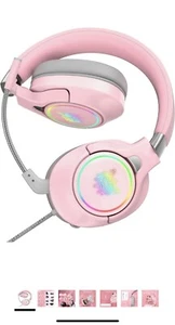 Auriculares para juegos plegables rosa compatibles - Imagen 1 de 7