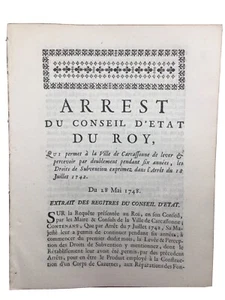 Carcassonne en 1748 Vignoble Aude  Vin Viticulture Muscat Occitanie Vougny - Picture 1 of 9