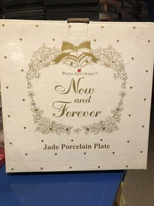 👰🏻 Ahora y para siempre 👰🏼 10" 💒� Placa de porcelana de jade adorno dorado 50107 boda 🆕 - Imagen 1 de 6