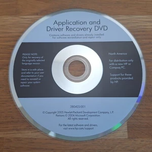 DVD 380423-001 de recuperación de aplicaciones y controladores HP - para PC Compaq 2005 - Imagen 1 de 1