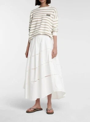 NUEVO CON ETIQUETAS Brunello Cucinelli Maxi Falda Algodón Línea A Talla 38 US 2 $1645 Foto 1 de 4