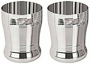 Indian Traditional Stainless Steel Water Glasses Juices Lassi, Shakes Set Of 2