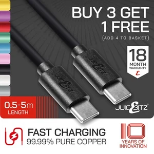 Câble de chargeur de charge rapide extra long USB type C vers USB type C JuicEBitz® - Photo 1 sur 81