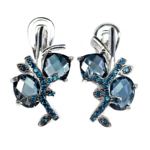 925 Pendientes de Plata de Ley Ovalado London Topacio Azul 8x6mm Gema Jewelry - Imagen 1 de 13