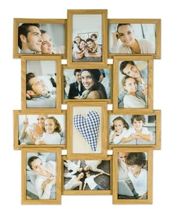 levandeo Bilderrahmen Collage 45x58cm 12 Fotos 10x15 Eiche MDF Holz Glasscheiben - Bild 1 von 6