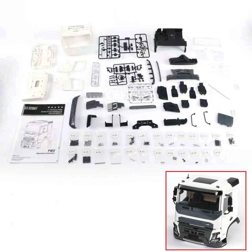 Double E FMX Cabin Shell for 1/14 Hydraulic RC Dump Truck DIY Tractor Cars Model - Image 1 of 4