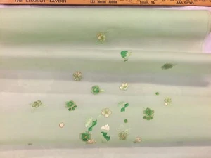 100% Pure Silk Organza Embroidery Fabric Width21” Early 90s Korea 1’14”length - Picture 1 of 10