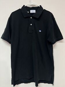 Southern Tide Polo Shirt Mens Size Medium Black Short Sleeve Fish Logo ***