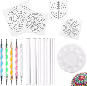 18 Set Art Dotting Tools Mandala Dotting Tools Including 4 Mandala Stencils, 8 X - Picture 1 of 7
